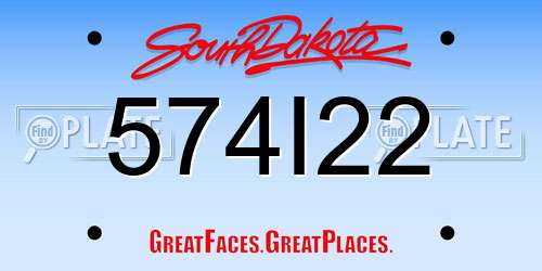 574I22 South Dakota License Plate