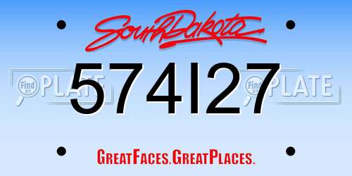574I27 South Dakota License Plate