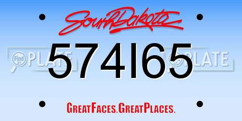 574I65 South Dakota License Plate