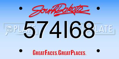 574I68 South Dakota License Plate