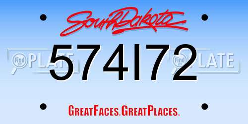 574I72 South Dakota License Plate