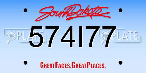 574I77 South Dakota License Plate