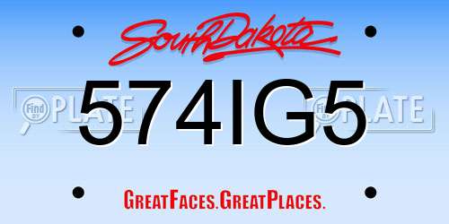 574IG5 South Dakota License Plate