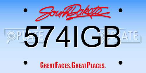 574IGB South Dakota License Plate