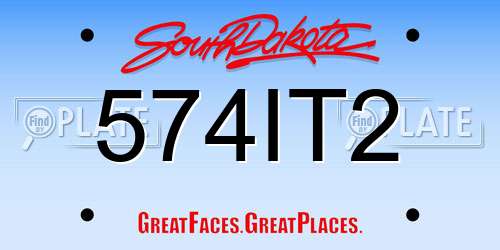 574IT2 South Dakota License Plate