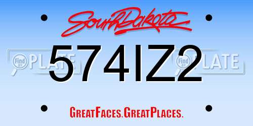 574IZ2 South Dakota License Plate