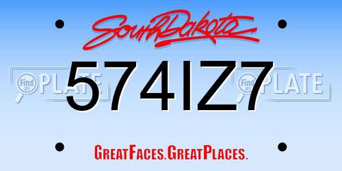 574IZ7 South Dakota License Plate