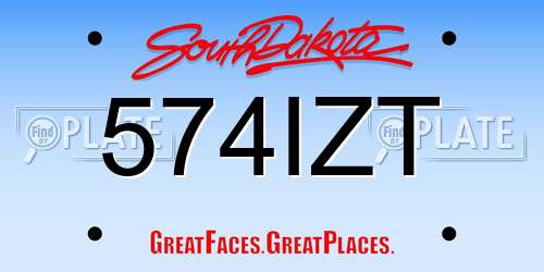 574IZT South Dakota License Plate