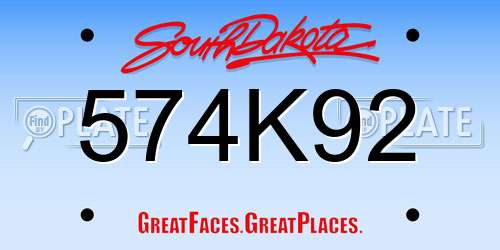 574K92 South Dakota License Plate