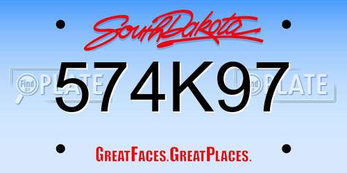 574K97 South Dakota License Plate
