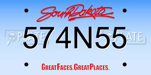 574N55 South Dakota License Plate