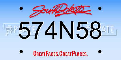 574N58 South Dakota License Plate