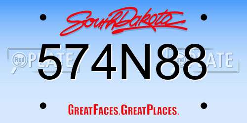 574N88 South Dakota License Plate