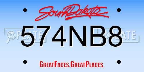574NB8 South Dakota License Plate