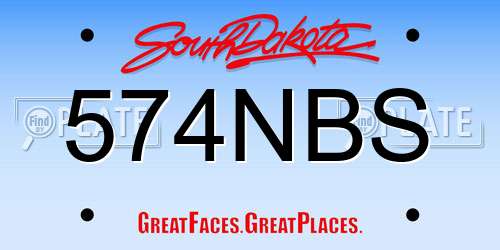 574NBS South Dakota License Plate