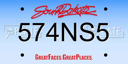 574NS5 South Dakota License Plate