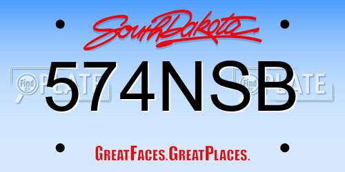 574NSB South Dakota License Plate