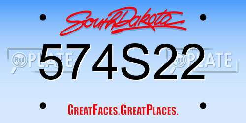 574S22 South Dakota License Plate