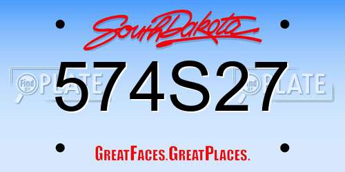 574S27 South Dakota License Plate