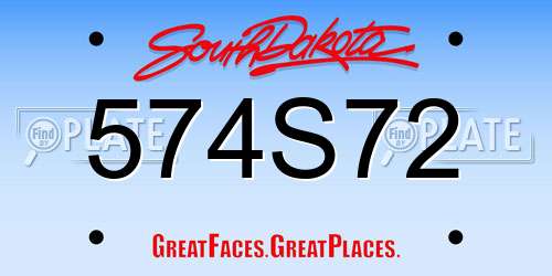 574S72 South Dakota License Plate