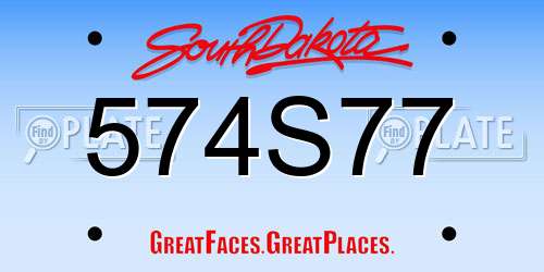 574S77 South Dakota License Plate