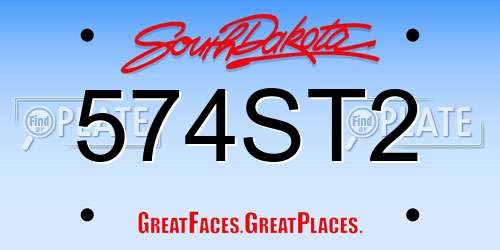 574ST2 South Dakota License Plate