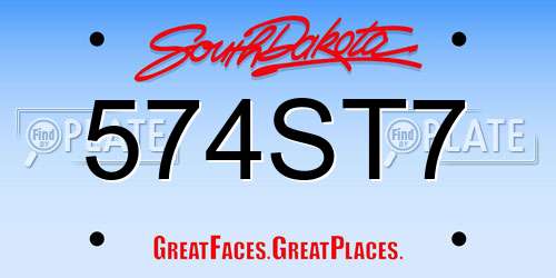 574ST7 South Dakota License Plate