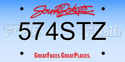 574STZ South Dakota License Plate