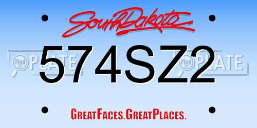 574SZ2 South Dakota License Plate