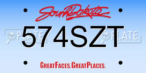 574SZT South Dakota License Plate