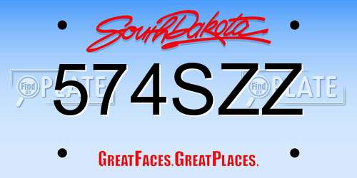 574SZZ South Dakota License Plate