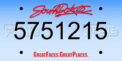 5751215 South Dakota License Plate