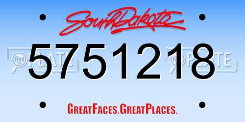 5751218 South Dakota License Plate
