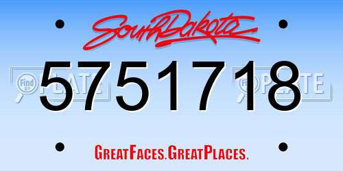 5751718 South Dakota License Plate