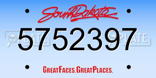 5752397 South Dakota License Plate