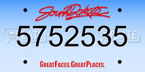 5752535 South Dakota License Plate