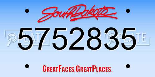 5752835 South Dakota License Plate