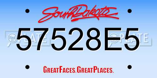 57528E5 South Dakota License Plate