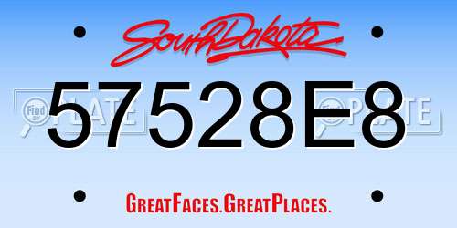 57528E8 South Dakota License Plate