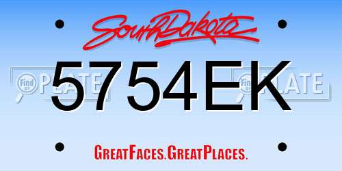 5754EK South Dakota License Plate