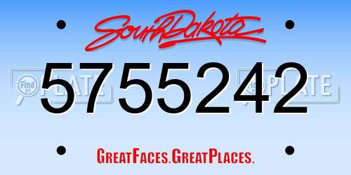 5755242 South Dakota License Plate