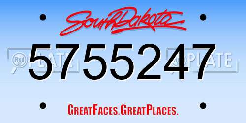 5755247 South Dakota License Plate