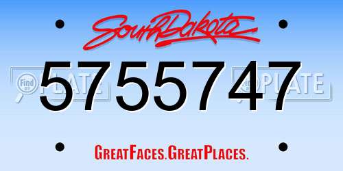 5755747 South Dakota License Plate