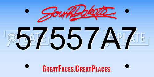 57557A7 South Dakota License Plate