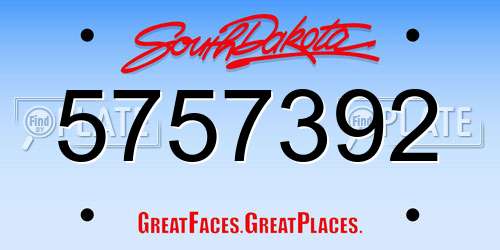 5757392 South Dakota License Plate