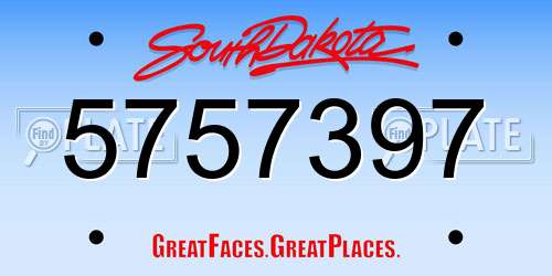 5757397 South Dakota License Plate