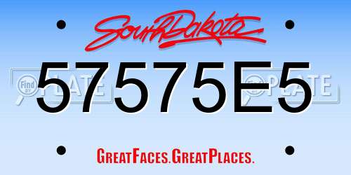 57575E5 South Dakota License Plate
