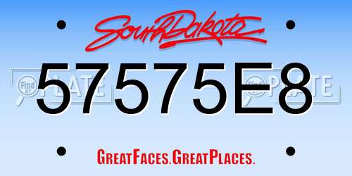 57575E8 South Dakota License Plate