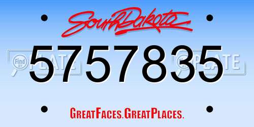 5757835 South Dakota License Plate