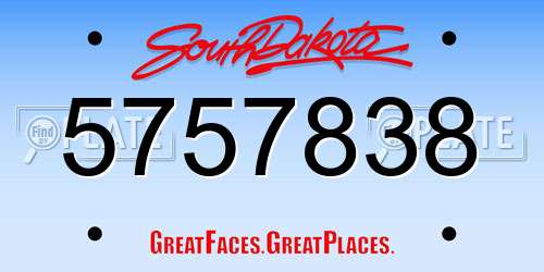 5757838 South Dakota License Plate